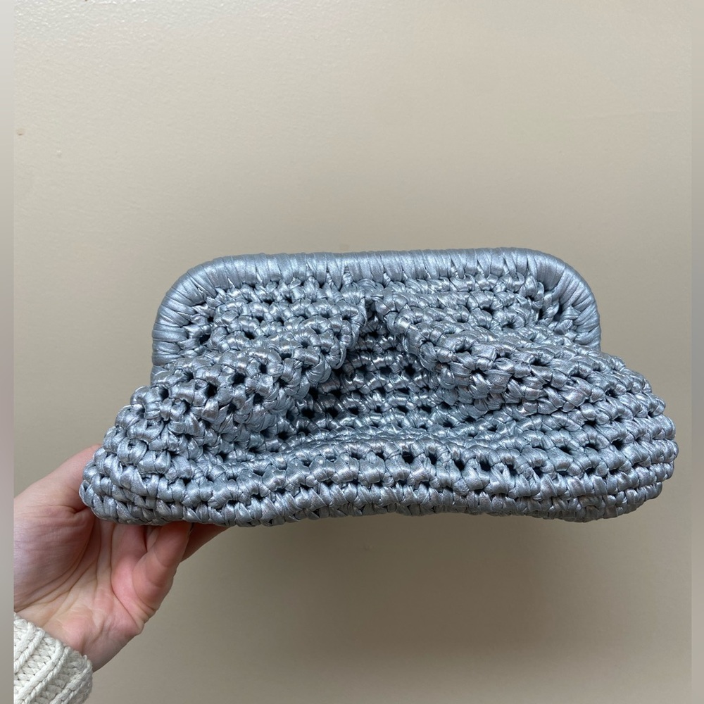 Veronica Beard x Dans La Main Amanda Crochet Clutch in Silver